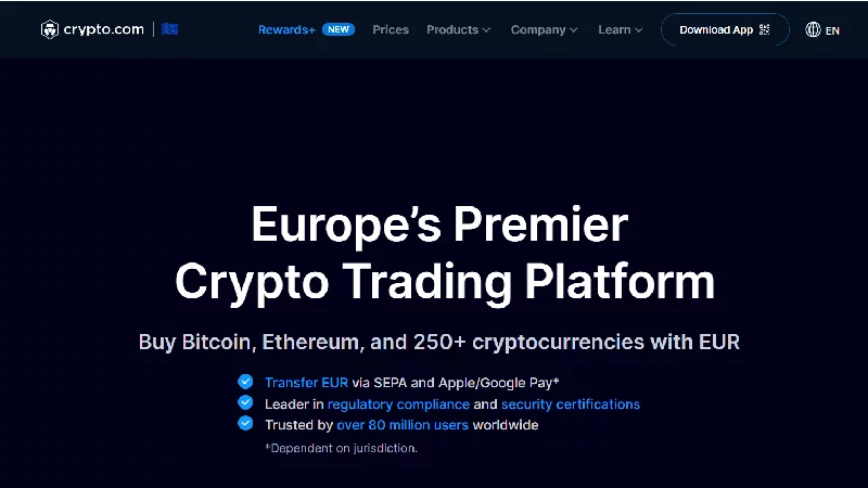 Crypto.com криптообмен с ниска такса.
