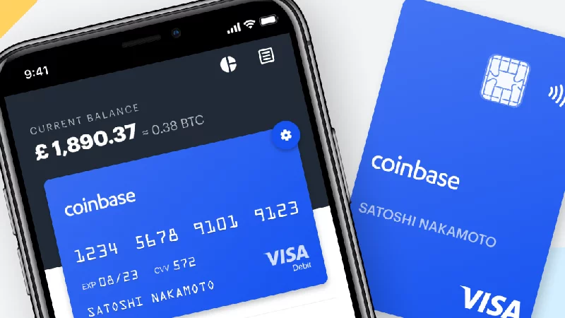 Дебитна карта на Coinbase.
