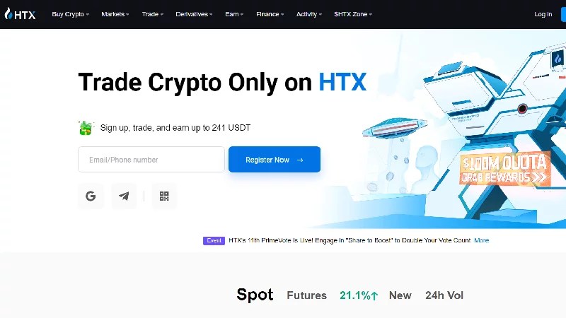 HTX Криптоборса с ниска такса.
