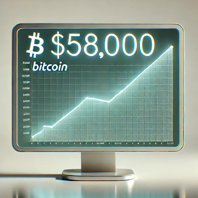 Цена на биткойн при 58 000 USD